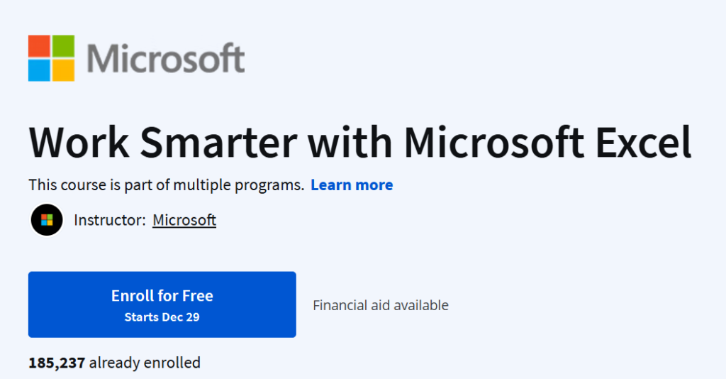 Microsoft Excel Free Course - Work Smarter with Microsoft Excel