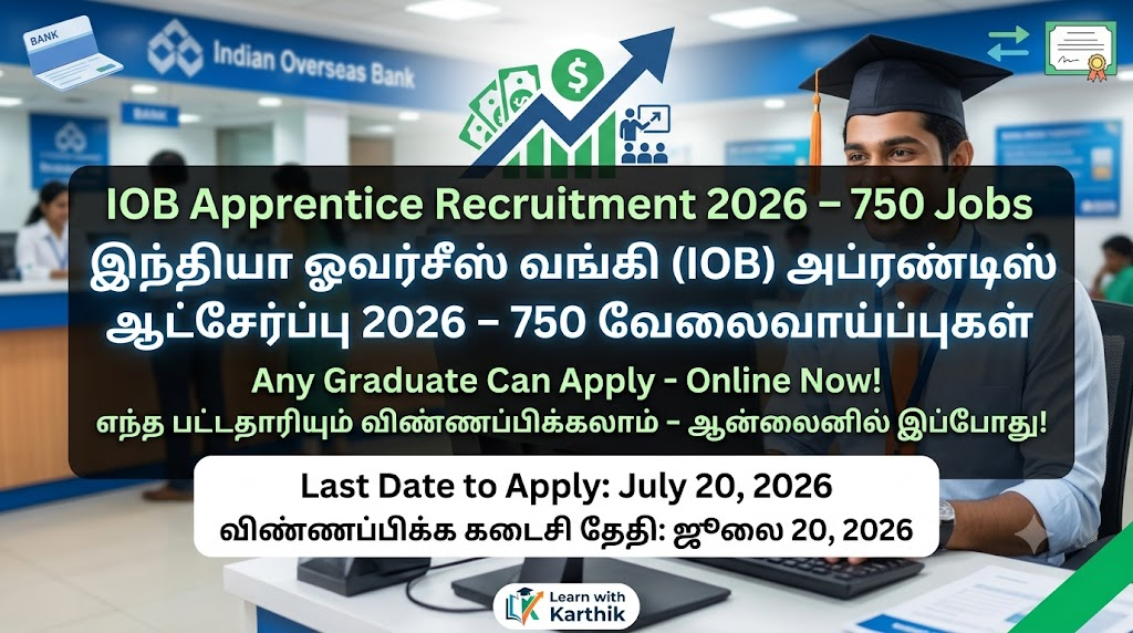IOB Apprentice Recruitment 2026: Apply Online for 750 Bank Apprentice Posts, Any Graduate Eligible!